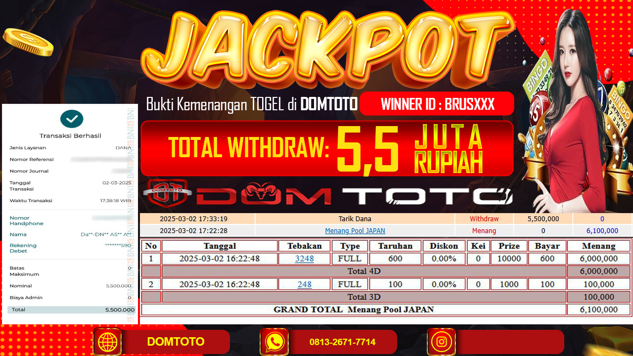 JACKPOT TOGEL JAPAN 4D 2 MARET 2025